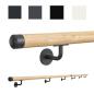 Preview: Holzhandlauf Set mit Wandhalter Handlauf Wandhandlauf Rund Eiche Ø 42,4mm Echtholz Massivholz